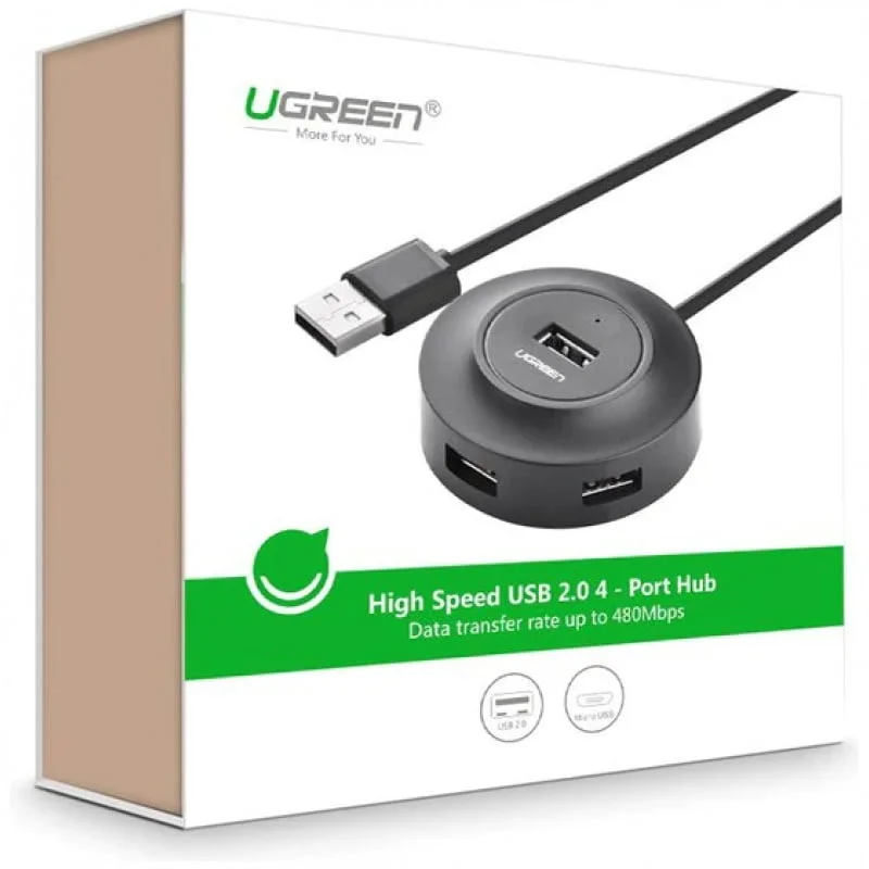 Ugreen USB 2.0 4 port HUB ČRN 1M - box - Image 3