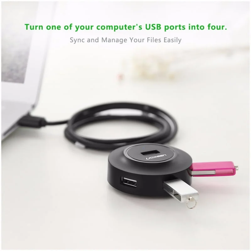 Ugreen USB 2.0 4 port HUB ČRN 1M - box - Image 4