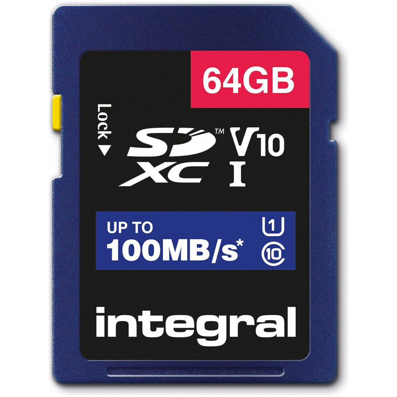 Integral 64GB SD Card High Speed Memory SDXC Up To 100MB/S V10 UHS U1