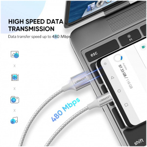 UGREEN USB 2.0 A na USB-C kabel 2m (bel) - polybag - Image 3