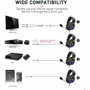 HAVIT Gamenote RGB LED slušalke z mikrofonom HV-H2016d - Image 4