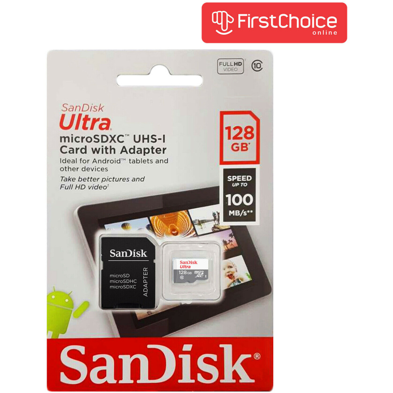 SanDisk Ultra microSDXC 128GB + SD Adapter 100MB/s Class 10 UHS-I