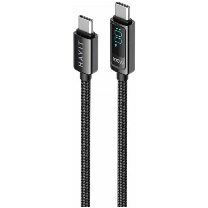 HAVIT kabel za polnjenje USB-C na USB-C z LCD 100W