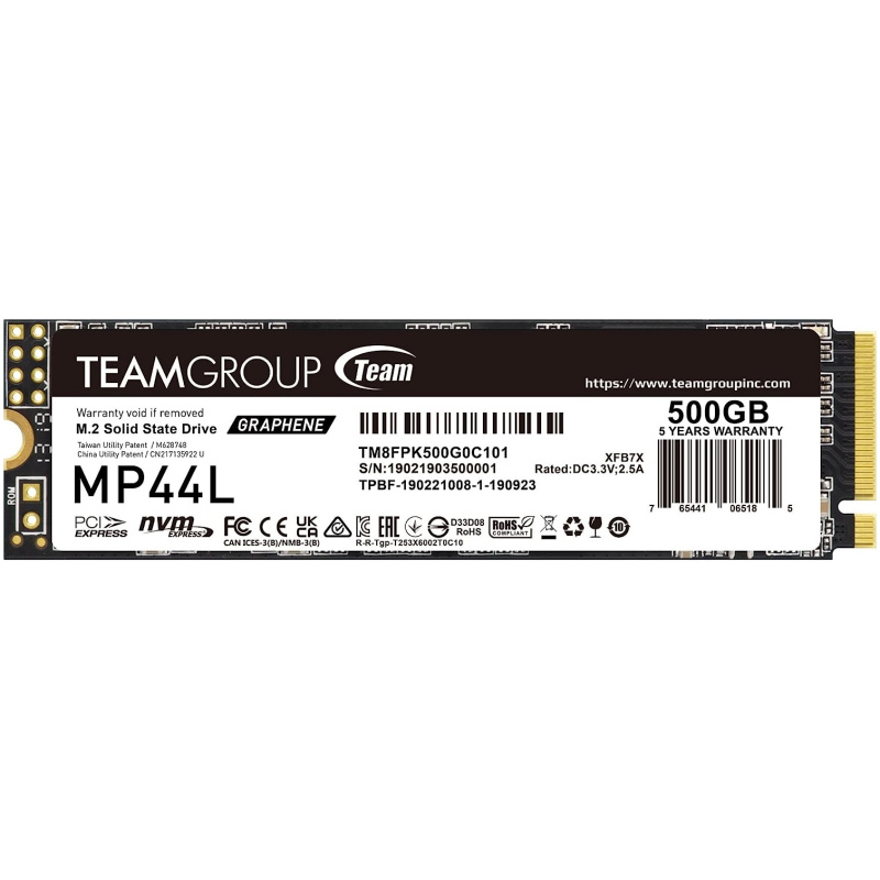 Teamgroup 500GB M.2 NVMe SSD MP44L 5000/2500 MB/s 2280