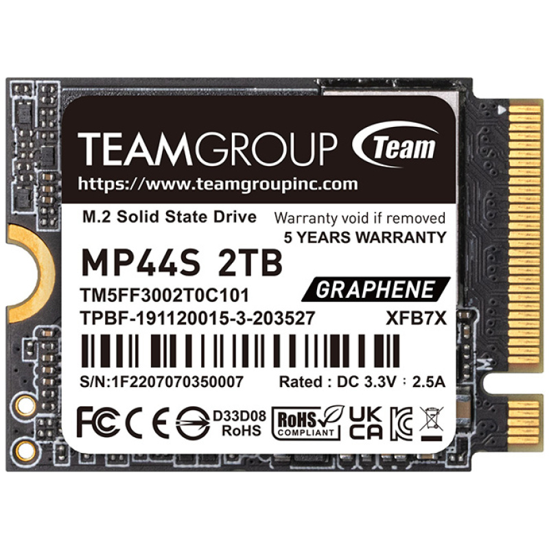 Teamgroup 2TB M.2 NVMe SSD MP44S 2230 5000/3500 MB/s