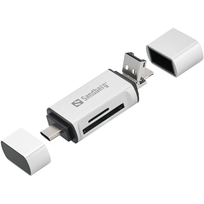 Sandberg čitalec kartic USB-C, USB-A in micro-USB | E-specialisti.si