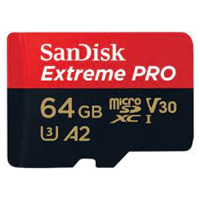 SanDisk Extreme PRO microSDXC 64GB + SD Adapter do 200MB/s & 90MB/sA2 C10 V30 UHS-I U3