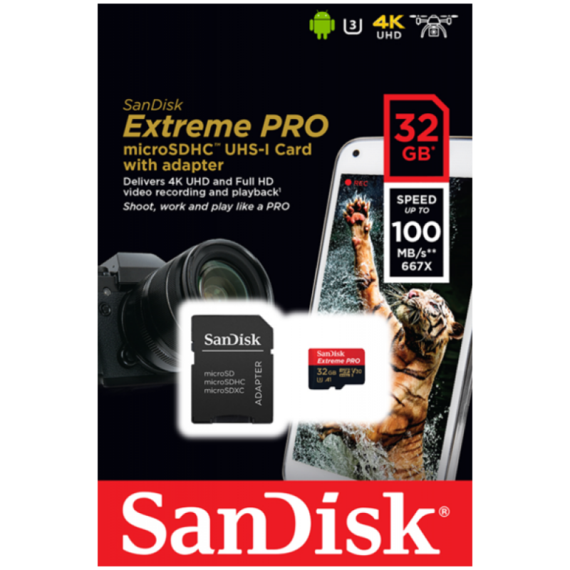 SanDisk 32GB Extreme Pro Micro SDHC A1 Class10 V30 UHS-I U3 spominska kartica