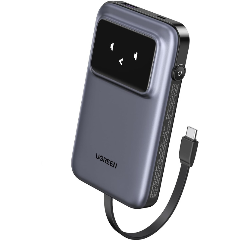 Ugreen Uno 10.000mAh 30w QC polnilna prenosna baterija z vgrajenim USB-C kablom