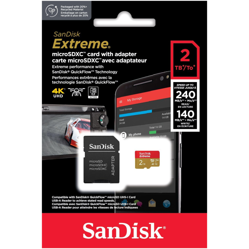 SanDisk 2TB Extreme microSDXC UHS-I z adapterjem do 240MB/s