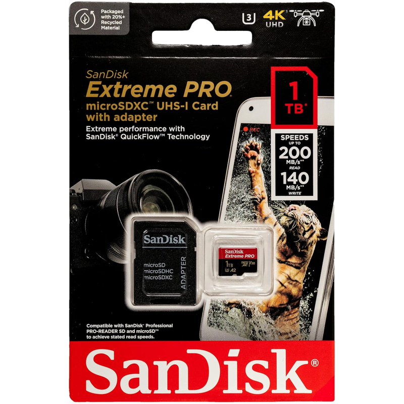 SanDisk Extreme PRO microSDXC 1TB + SD Adapter + 2 leti RescuePRO Deluxe 200MB/s branje/ 140MB/s zapisovanje A2 C10 V30 UHS-I U3 - Image 3