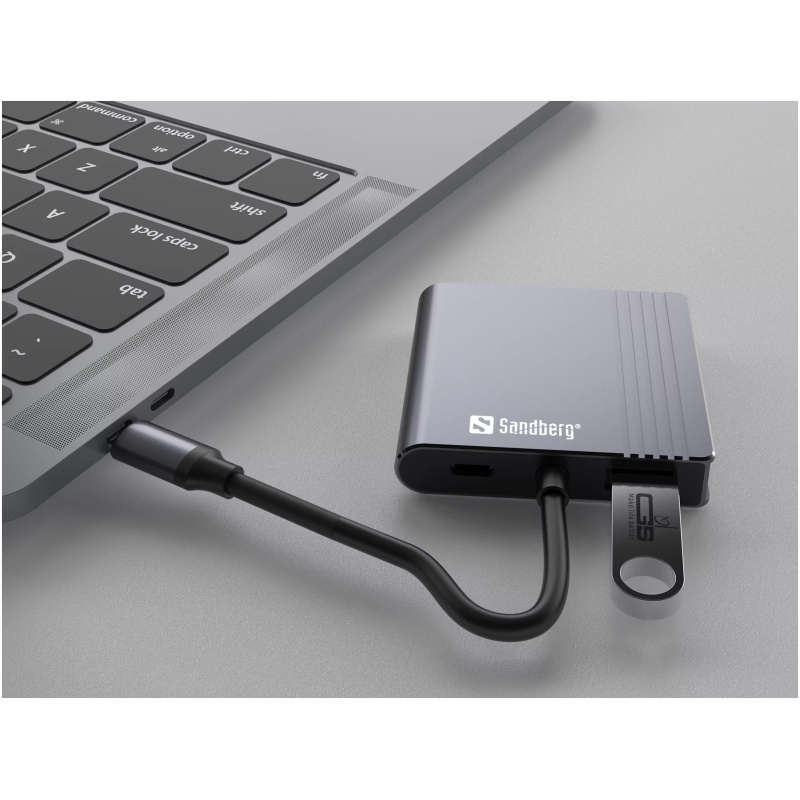 Sandberg USB-C 2xHDMI + USB + Power Delivery priklopna postaja za 2 monitorja - Image 4