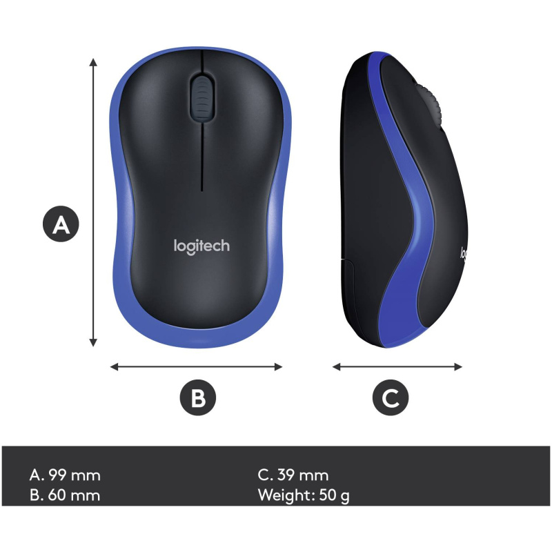 Brezžična optična miška Logitech M185 modra - Image 3