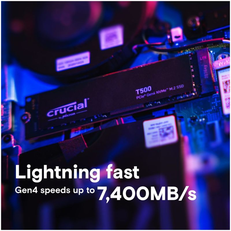 Crucial T500 500GB PCIe Gen4 NVMe M.2 SSD - Image 2