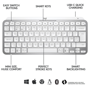 Logitech tipkovnica MX Keys Mini, bela barva, SLO g. - Image 4