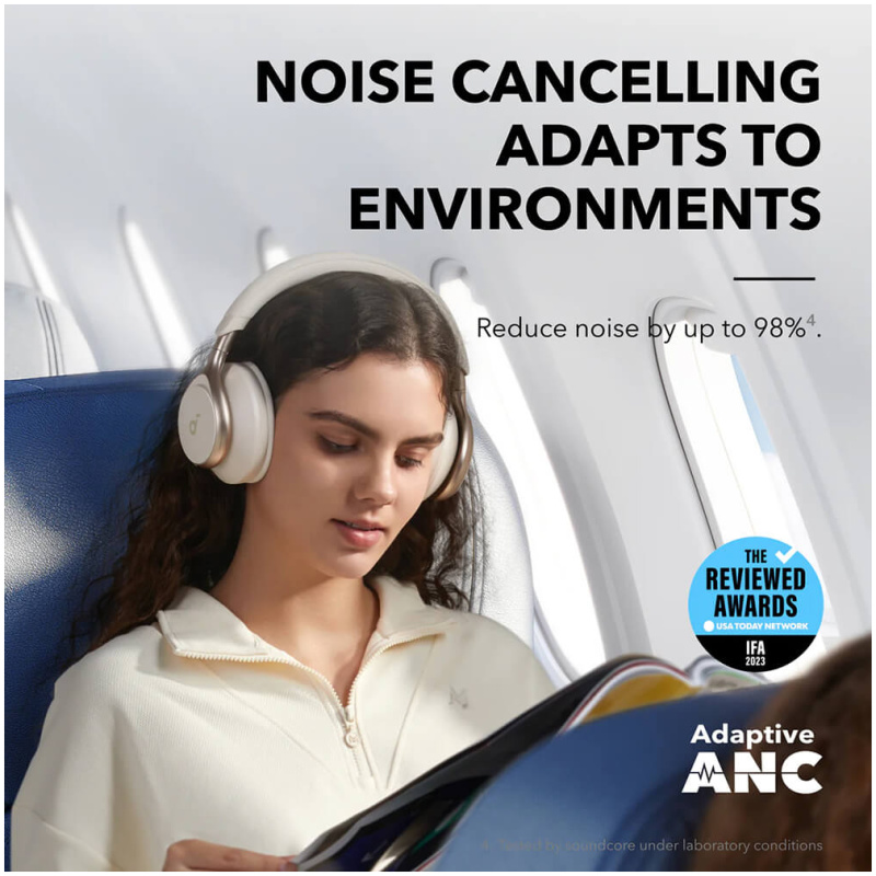 Anker Soundcore Space One naglavne Bluetooth slušalke, krem - Image 3