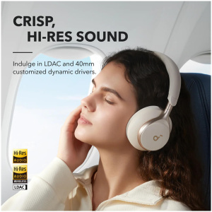 Anker Soundcore Space One naglavne Bluetooth slušalke, krem - Image 4