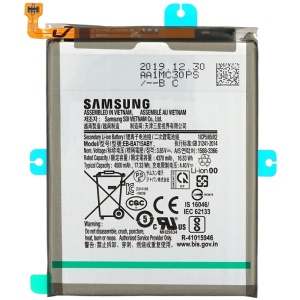 Opis:Originalna baterija proizvajalca SamsungNajsodobnejša tehnologija omogoča veliko ciklov polnjenja in praznjenjaLi-Polymer celice so prijazne okolju, obenem pa zagotavljajo delovanje brez spominskega učinkaTermično stikalo ščiti baterijske celice pred pregrevanjem, prenapolnitvijo in kratkim stikomVisoka kapaciteta baterije, podaljšan čas delovanja pri mirovanju naprave, zelo počasno samopraznjenjeBaterijo polnimo z originalnim ali nadomestnim polnilcemCertifikati CE in ROHSOriginalne oznake:EB-BA715ABYGH82-22153APrimerno za:Samsung:Galaxy A71, SM-A715F, SM-A7160, SM-A716B, SM-A716G, SM-A716ULastnosti:Proizvajalec: SamsungVrsta: Li-PolymerNapetost: 3,85 VKapaciteta: 4.500 mAh (17,33 Wh)
