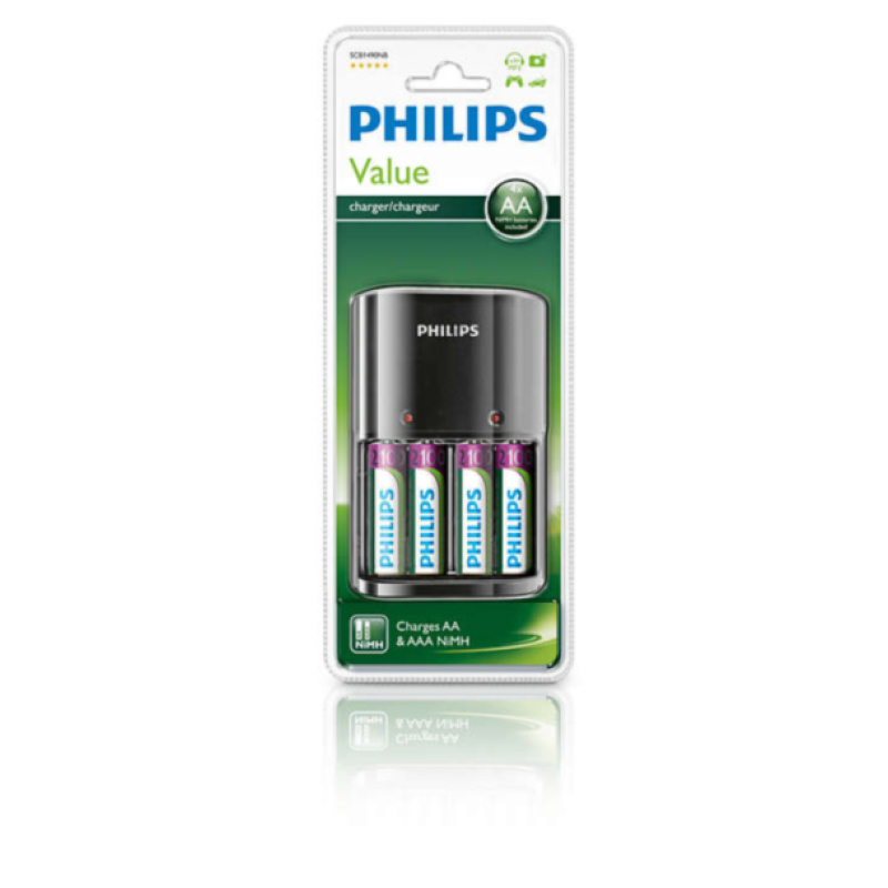 PHILIPS POLNILNIK BATERIJ MULTILIFE + 4X AA BATERIJE