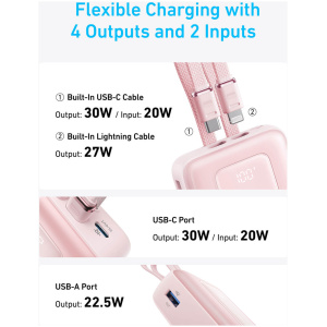 30W z vgrajenima kabloma USB-C + Lightning
