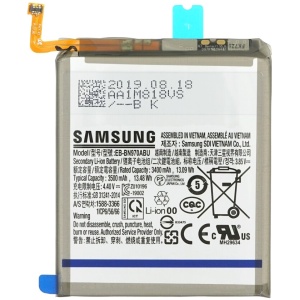 Opis:Originalna baterija proizvajalca SamsungNajsodobnejša tehnologija omogoča veliko ciklov polnjenja in praznjenjaLi-Polymer celice so prijazne okolju, obenem pa zagotavljajo delovanje brez spominskega učinkaTermično stikalo ščiti baterijske celice pred pregrevanjem, prenapolnitvijo in kratkim stikomVisoka kapaciteta baterije, podaljšan čas delovanja pri mirovanju naprave, zelo počasno samopraznjenjeBaterijo polnimo z originalnim ali nadomestnim polnilcemCertifikati CE in ROHSOriginalne oznake:EB-BN970ABUPrimerno za:Samsung:Galaxy Note 10, SM-N970F, SM-N970F/DS, SM-N970U, SM-N970U1, SM-N970W, SM-N9700Lastnosti:Proizvajalec: MPSVrsta: Li-PolymerNapetost: 3,85 VKapaciteta: 3.500 mAh (13,48 Wh)