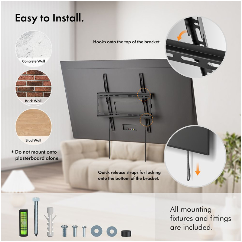 VonHaus 32-55'' fiksen TV stenski nosilec do 35kg - Image 3